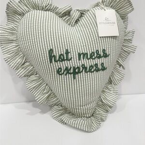 Viral hot mess express heart shaped pillow